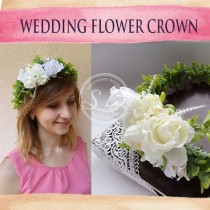 wedding photo -  Wedding flower crown Bridal flower crown Beach wedding hair Boho floral crown Woodland headpiece Elf crown Nautical bridal Elven headpiece