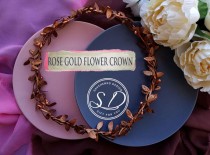 wedding photo -  Rose gold Hair Twig bridal crown|Flower Girl Headband|Toddler crown|Wedding Rose Gold Crown|Elf berry crown base|Rose Gold Elven Circlet