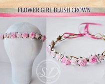 wedding photo -  Pink Bridal Flower Crown Blush Flower Crowns Blossom Flower Crown Exquisite Flower Crown flower girl crown wedding bridal headpiece