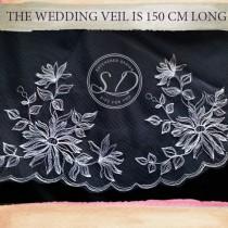 wedding photo -  Light ivory Lace cathedral veil, bridal veil with elements, Traditional Veil, Lace Bridal Veil, Lace Trim Veil Boho Veil, chapel, royal veil