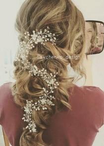 wedding photo -  bridal rose gold hair vine|Swarovski crystal hair piece|boho Braut haarschmuck|winter headpiece|wedding hair piece accessory|wedding wreath