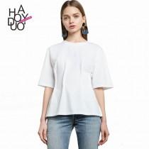 wedding photo -  School Style Must-have Oversized Simple Ruffle 1/2 Sleeves Summer T-shirt - Bonny YZOZO Boutique Store