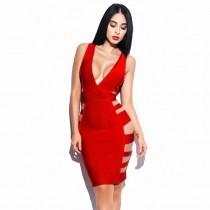wedding photo -  Sexy Open Back Hollow Out Sheath V-neck Sleeveless High Waisted Summer Strappy Top Dress - Bonny YZOZO Boutique Store