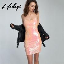wedding photo -  Vogue Sexy Open Back Sequined Summer Strappy Top Tight Dress - Bonny YZOZO Boutique Store