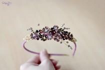 Purple crown Crystal headband Purple gold Tiara holiday crown rhinestones Head piece Purple tiara hair jewelry wedding photo - Purple crown Crystal headband Purple gold Tiara holiday crown rhinestones Head piece Purple tiara hair jewelry