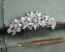 Crystal & Freshwater Pearl Hair Comb, Floral Bridal Comb, Silver Wedding Hair Comb, Swarovski Crystal Headpiece, Vintage Side Comb, CO-009 wedding photo - Crystal & Freshwater Pearl Hair Comb, Floral Bridal Comb, Silver Wedding Hair Comb, Swarovski Crystal Headpiece, Vintage Side Comb, CO-009
