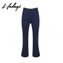 wedding photo -  Vogue Simple High Waisted Pocket Zipper Up One Color Fall Casual Tube Trouser - Bonny YZOZO Boutique Store