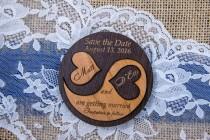 wedding photo - Wooden save the date magnets, Custom save the date magnet rustic, simple save the date woodland invitation yin yang