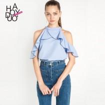 wedding photo -  School Style Sweet Slimming Off-the-Shoulder Accessories Summer Frilled T-shirt - Bonny YZOZO Boutique Store