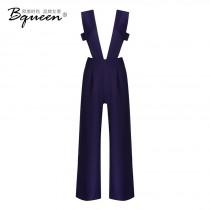 wedding photo -  2017 spring Womens new product sexy V-neck Backless long pants high waist slim fit casual wide leg jumpsuit - Bonny YZOZO Boutique Store