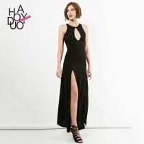 wedding photo -  Vogue Sexy Hollow Out High Waisted One Color Spring Split Dress - Bonny YZOZO Boutique Store