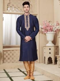 Traditional Fancy Navy Blue Man's plus size kurta pajama, Embroidery Work, Anniversary, party Kurta, wedding kurta pajama wedding photo - Traditional Fancy Navy Blue Man's plus size kurta pajama, Embroidery Work, Anniversary, party Kurta, wedding kurta pajama