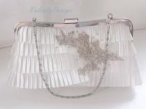 Clutch wedding, bridal handbag, clutch with golden lace, bridal bag white with lace application wedding photo - Clutch wedding, bridal handbag, clutch with golden lace, bridal bag white with lace application