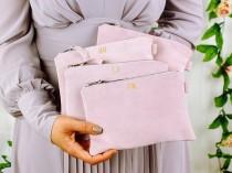 Suede Bridesmaid Bags / Set of Bridesmaid Bags, Bridesmaid Gift Set, Personalized Wedding Gift, Leather Clutch, Bridesmaid Gift Idea wedding photo - Suede Bridesmaid Bags / Set of Bridesmaid Bags, Bridesmaid Gift Set, Personalized Wedding Gift, Leather Clutch, Bridesmaid Gift Idea