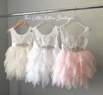 Flower Girl Dress, Tulle Flower Girl Dress, Ivory Flower Girl, Lace wedding dress, Blush Flower girl dress, Princess Dress, Rustic Wedding wedding photo - Flower Girl Dress, Tulle Flower Girl Dress, Ivory Flower Girl, Lace wedding dress, Blush Flower girl dress, Princess Dress, Rustic Wedding