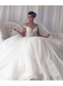 wedding photo -  Elegant Weiße Hochzeitskleider Mit Spitze Prinzessin Tüll Brautkleider Modellnummer: XY085-BA9803
