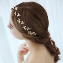 Gold Leaf Pearl Bridal Hair vine,Bridal Accessories,Wedding Accessories,Bridal Headpiece,Wedding Hairpiece,H121 wedding photo - Gold Leaf Pearl Bridal Hair vine,Bridal Accessories,Wedding Accessories,Bridal Headpiece,Wedding Hairpiece,H121
