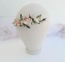 Beige flower crown, greenery Bridal floral crown, Floral wedding crown, Wedding flower headpiece, Wedding flower crown, Rustic wedding wedding photo - Beige flower crown, greenery Bridal floral crown, Floral wedding crown, Wedding flower headpiece, Wedding flower crown, Rustic wedding