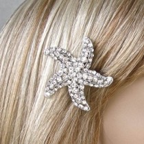 Silver or Gold Handmade Crystal Rhinestone Starfish Hair Clip, Bridal, Wedding (Sparkle-1817) wedding photo - Silver or Gold Handmade Crystal Rhinestone Starfish Hair Clip, Bridal, Wedding (Sparkle-1817)