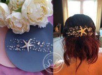 wedding photo -  Starfish Hair Vine Beach wedding hair accessories Seashell crown Beach wedding headband Nautical hair accessories Mermaid tiara for girls