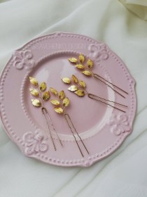 wedding photo -  Silver leaf hair pins|Wedding hair accessories|Bridesmaid gifts|Bridal hairpiece|Floral hair pin|Xmas hair piece| xmas gift for her Present