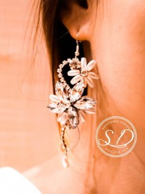 wedding photo -  Swarovski Pearl Cystal Bridal Earrings Dangling earrings Pearl Drop Earrings Wedding jewelry Swarovski earrings Stud Earrings Teardrop Earri