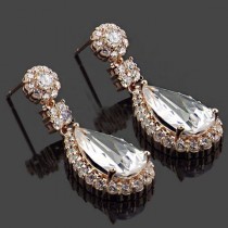 wedding photo -  Cluster Earrings with Cubic Zirconia Bridesmaid Earrings Crystal Rhinestone Chandelier Earrings Bridal earrings Swarovski Bridal jewelry