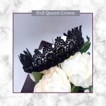 wedding photo -  Evil queen crown black Lace crown Goddes Tiara Birthday Crown Cosplay crown evil queen costume Clothing gift bachelorette Gothic diadema