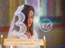 wedding photo -  1st Communion veil lace Latin Mass head coverings mass Our Lady of Angels Cloak Cape Catholic Soft Cream Infinity Veil Mantilla Classic