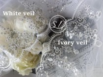 wedding photo -  2 Tiers wedding veil with lace at the edge White Ivory kopfschmuck Lace Trim Bridal Veil embroidered with beads Ivory Fingertip Comb Veil