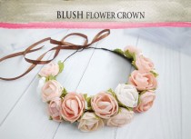 Blush boho toddler Flower Crown Pink mint wax flower crown Birthday crown flower head wreath Bohemian Headpiece rose hair crown wedding photo - Blush boho toddler Flower Crown Pink mint wax flower crown Birthday crown flower head wreath Bohemian Headpiece rose hair crown