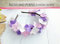 Purple succulent blush dusty mauve pink flower crown Flower Girl Headband wedding flower crown Pastel pink bohemian Flower Girl crown wedding photo - Purple succulent blush dusty mauve pink flower crown Flower Girl Headband wedding flower crown Pastel pink bohemian Flower Girl crown