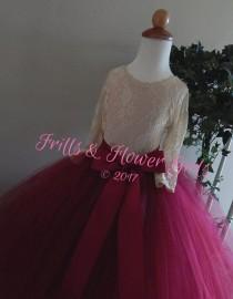 Burgundy Wine floor length Tutu with Satin LINED skirt Burgundy Satin Sash Girls Wedding tutu skirt - Flower Girl Tulle Skirt wedding photo - Burgundy Wine floor length Tutu with Satin LINED skirt Burgundy Satin Sash Girls Wedding tutu skirt - Flower Girl Tulle Skirt