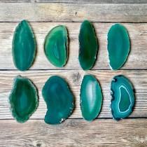 wedding photo - Green Agate Place Cards 2.5"-3.5" Blank Geode Wedding Crystals Placecards Bulk Agate Slices Wholesale geodes wholesale agate