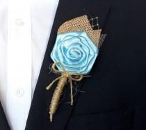 Turquoise Wedding Boutonniere , Burlap Wedding Boutonniere , Rustic Turquoise Boutonniere wedding photo - Turquoise Wedding Boutonniere , Burlap Wedding Boutonniere , Rustic Turquoise Boutonniere