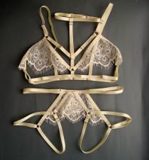 Harness lingerie set, Ivory lingerie, Sexy lingerie, Strappy lingerie, Erotic lingerie, BDSM lingerie Wedding Open lingerie Sex toys Bondage wedding photo - Harness lingerie set, Ivory lingerie, Sexy lingerie, Strappy lingerie, Erotic lingerie, BDSM lingerie Wedding Open lingerie Sex toys Bondage