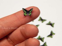 12 Tiny Butterfly Embellishments, mini paper butterflies, realistic paper butterflies, mini Rajah Brooke's Birdwing butterflies wedding photo - 12 Tiny Butterfly Embellishments, mini paper butterflies, realistic paper butterflies, mini Rajah Brooke's Birdwing butterflies