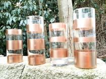 Rose Gold, Cylinder Vase, Set of 4, Wedding, Centerpiece, Table Decor, Home Decor, Spray Paint, Flower Vase, Candle Vase, 7.5" and 9" wedding photo - Rose Gold, Cylinder Vase, Set of 4, Wedding, Centerpiece, Table Decor, Home Decor, Spray Paint, Flower Vase, Candle Vase, 7.5" and 9"