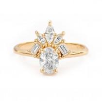 wedding photo -  Gatsby Art Deco Oval Diamond Unique Engagement Ring