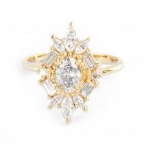 wedding photo -  Great Gatsby Art Deco Oval Diamond Unique Engagement Ring