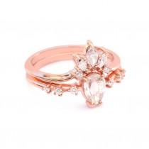 wedding photo -  Pear Rose Cut Diamond Wedding Rings Set