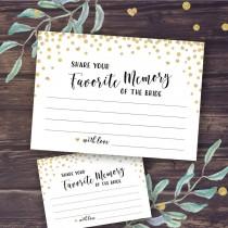 My Favorite Memory of the Bride Card Printable, Wedding Shower Games Instant Download, Bridal Shower Activity, Memories of Newlyweds, Gold wedding photo - My Favorite Memory of the Bride Card Printable, Wedding Shower Games Instant Download, Bridal Shower Activity, Memories of Newlyweds, Gold