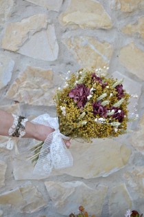 wedding photo -  Wild Bridal Bouquet, Bohemian Wedding Bouquet, Dried Natural Flower Wedding Bouquet, Gold and Burgundy Wild Bouquet, Floral arrangement.