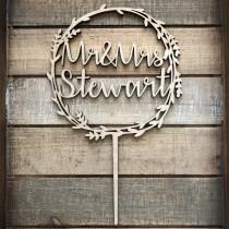 Personalized Wedding Cake Topper - Mr and Mrs Last Name Cake Topper - Laser Cut Natural Wood Custom Last Name Wedding Cake Topper wedding photo - Personalized Wedding Cake Topper - Mr and Mrs Last Name Cake Topper - Laser Cut Natural Wood Custom Last Name Wedding Cake Topper