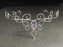 Fae Bridal Circlet, Elvish Renaissance Wedding Gemstone Circlet, Sterling Silver Tiara, Hair Jewelry, Hair Circlet wedding photo - Fae Bridal Circlet, Elvish Renaissance Wedding Gemstone Circlet, Sterling Silver Tiara, Hair Jewelry, Hair Circlet
