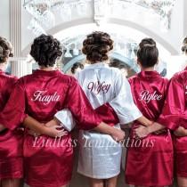 Satin Robes; Bride; Bridesmaids wedding photo - Satin Robes; Bride; Bridesmaids