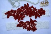 Red Burgundy Garter, Wedding Garter, Wedding Garter Red, Wedding Garter Set, Wedding Garter Ivory, Wedding Garter Belt, Wedding Garter Lace wedding photo - Red Burgundy Garter, Wedding Garter, Wedding Garter Red, Wedding Garter Set, Wedding Garter Ivory, Wedding Garter Belt, Wedding Garter Lace