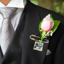 wedding photo - Photo Lapel Pin- Lapel Pin with Picture- Boutonniere Charm- Boutonniere Photo Charm- Bouquet Photo Charm- Groom Memorial Charm Pin