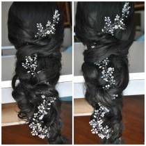 Babys breath hair piece Winter wedding headpiece Bridal hair vine long Winter headband Pearl hair vine Vigne cheveux Bridal hair accessories wedding photo - Babys breath hair piece Winter wedding headpiece Bridal hair vine long Winter headband Pearl hair vine Vigne cheveux Bridal hair accessories
