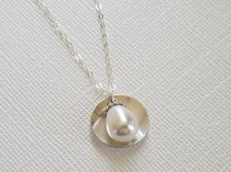 Pearl Sterling Silver Necklace, White Pearl Wedding Necklace, Beach Necklace, Wedding Jewelry, Bridal Jewelry, Teardrop Pearl Charm Necklace wedding photo - Pearl Sterling Silver Necklace, White Pearl Wedding Necklace, Beach Necklace, Wedding Jewelry, Bridal Jewelry, Teardrop Pearl Charm Necklace